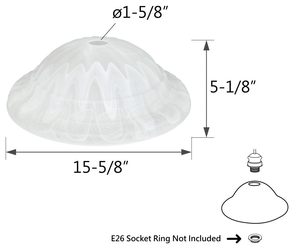 23091-01 Alabaster Replacement Torchiere Glass Shade 5-1/8" x15-5/8"