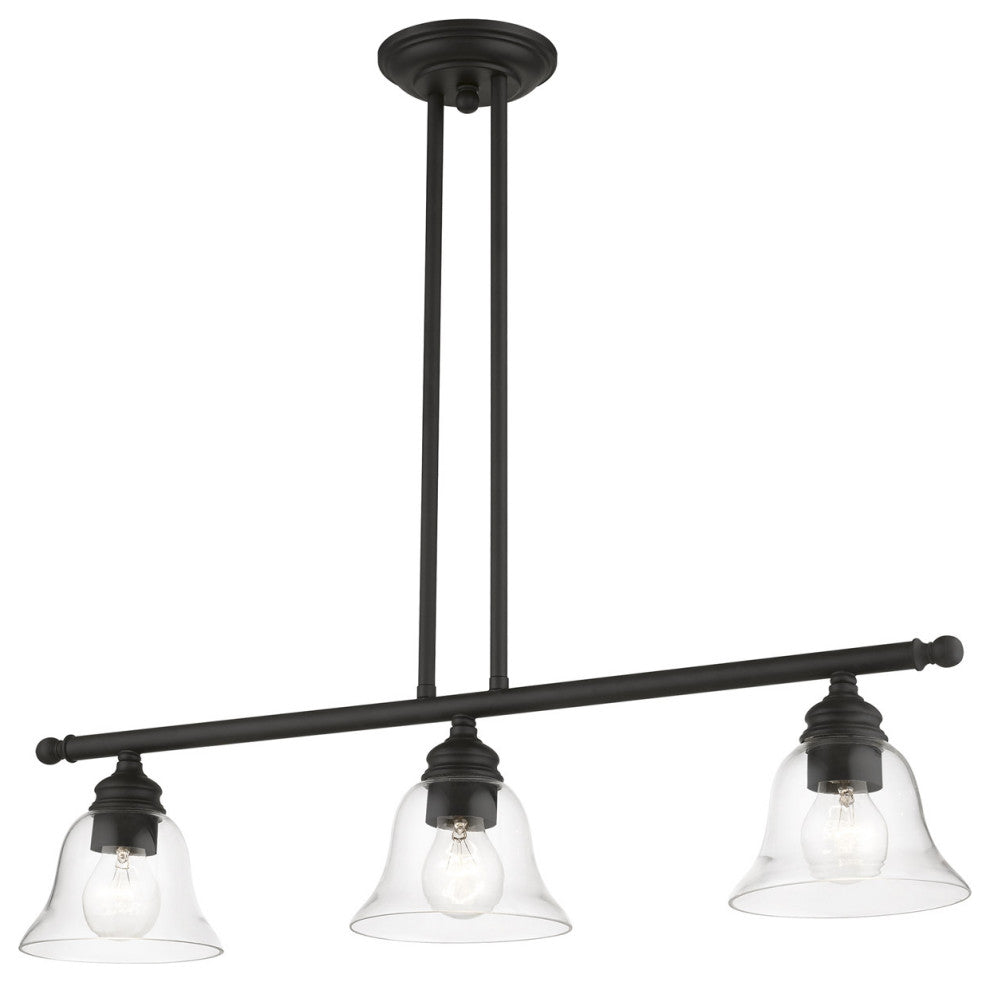 Livex Lighting 46487-04 3 Light Black Linear Chandelier