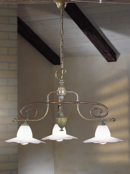 Country Line 1834 Chandelier, Graphite And Silver, Satin White and Brick Red