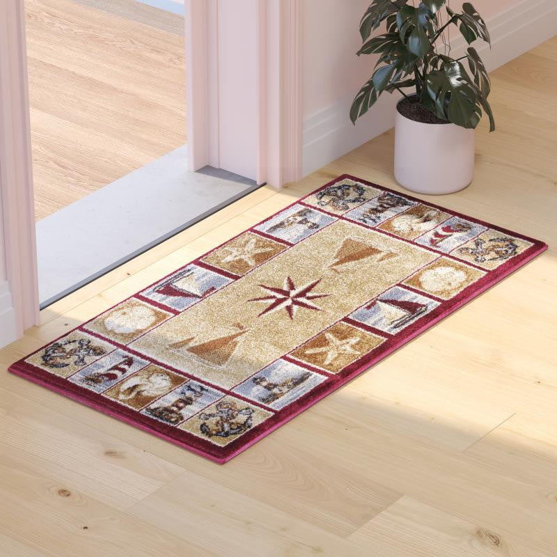 Inis Collection Nautical Area Rug, Beige, 2' X 3'