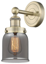 Small Bell 1-Light 7" Sconce, Antique Brass Finish, Plated Smoke Shade