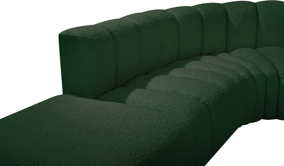 Arc Boucle Fabric Upholstered 5-Pc. L-Shaped Modular Sectional, Green