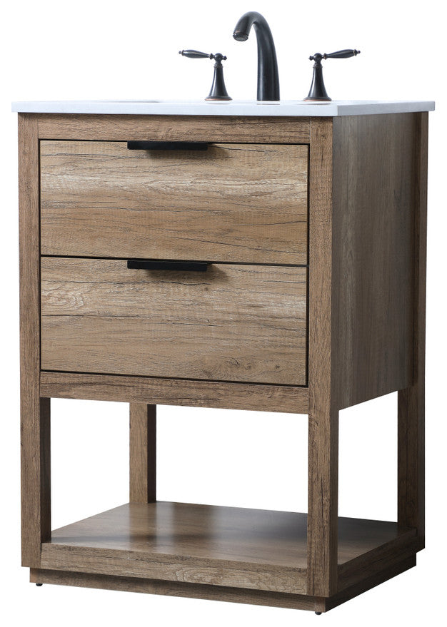 Louie 24" SIngle Bathroom Vanity, Natural Oak