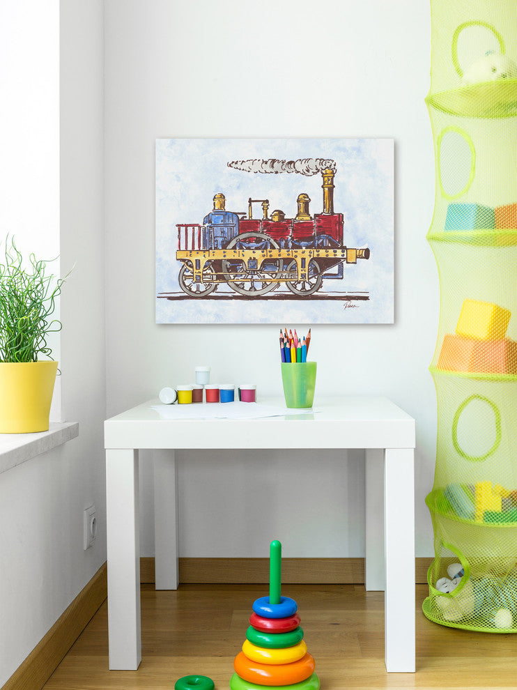 Marmont Hill, "Steam Engine" by Reesa Qualia Painting on Wrapped Canvas, 45x30