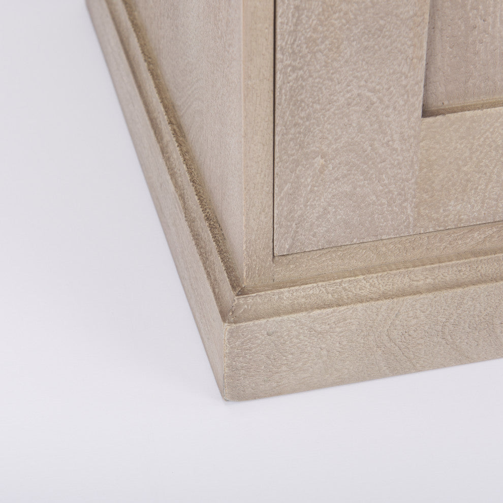Braxton Beige Solid Wood With Black Accents Accent Cabinet