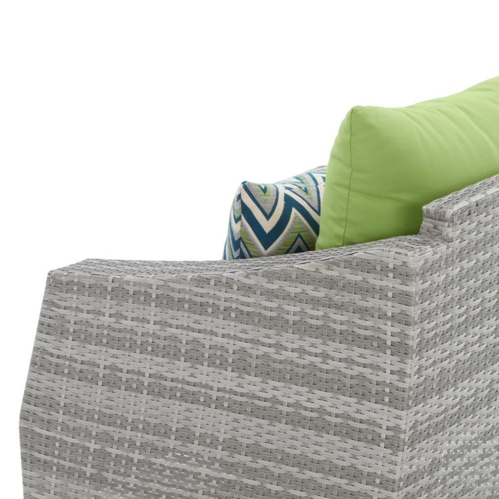Cannes 6 Piece Sunbrella Outdoor Love and Motion Club Seating Set, Gingko Green