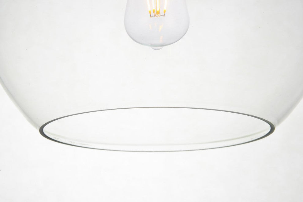 Betty 1-Light Black Plug-In Pendant With Clear Glass