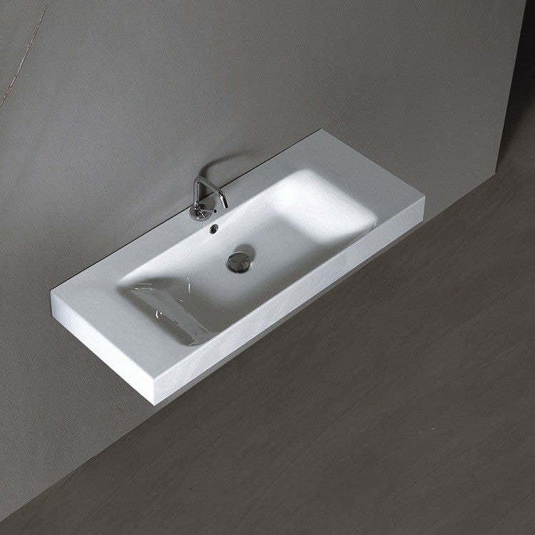 Cento 3550 Wall Hung or Counter Top Ceramic Sink 39.4" x 17.7"