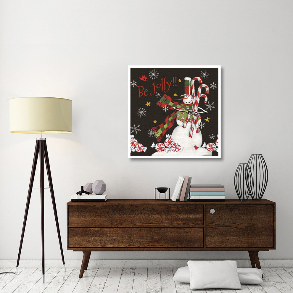 "Sweet Snowmen II Black" Digital Paper Print by Anne Tavoletti, 38"x38"