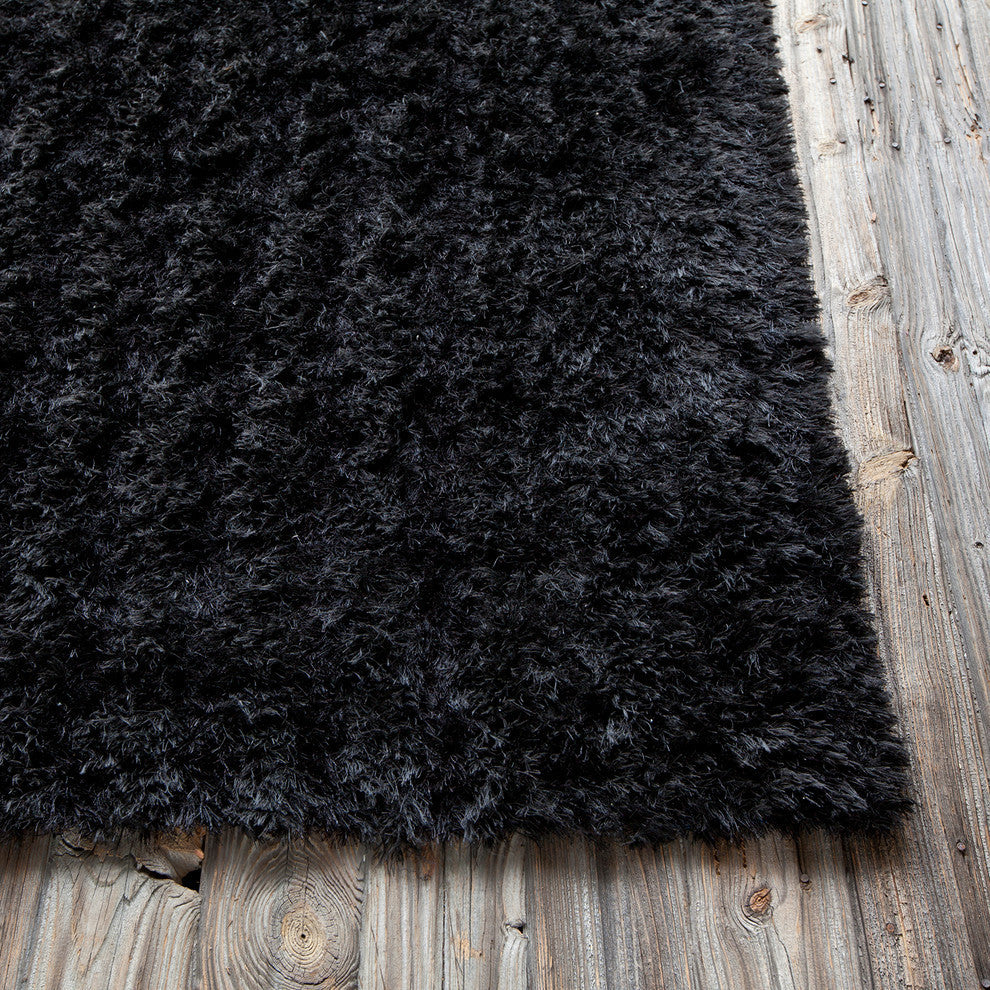 Oyster Contemporary Area Rug, Black, 7'9"x10'6"
