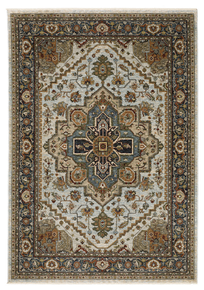 Augustus Center Medallion Indoor Area Rug, Beige, 5'3"x7'6"