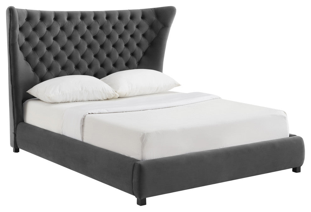 Sassy Gray Velvet King Bed