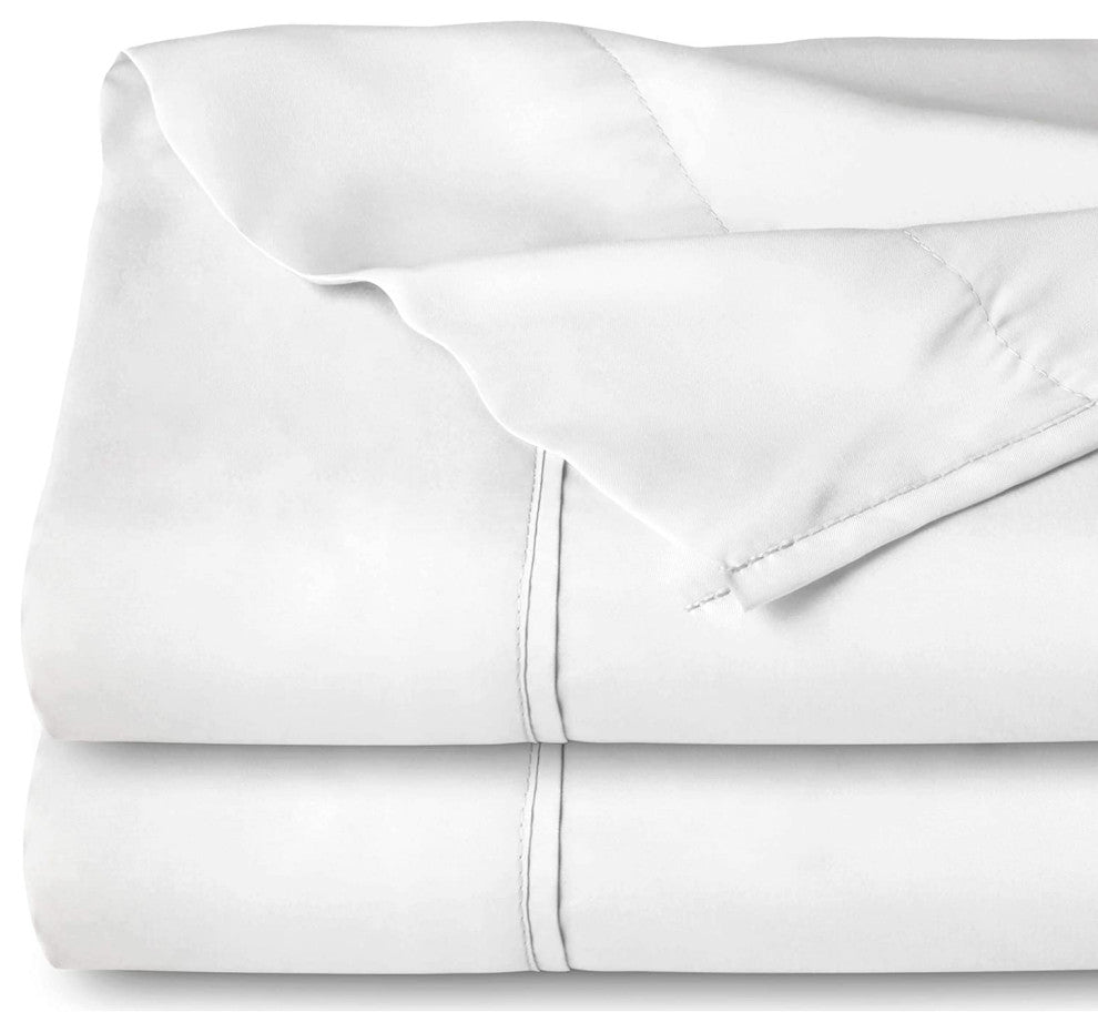 Bare Home Flat Top Sheets - Multi-Pack, White, Full, Set of 2