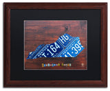 "Kentucky License Plate Map" Matted Framed Canvas Art by Design Turnpike