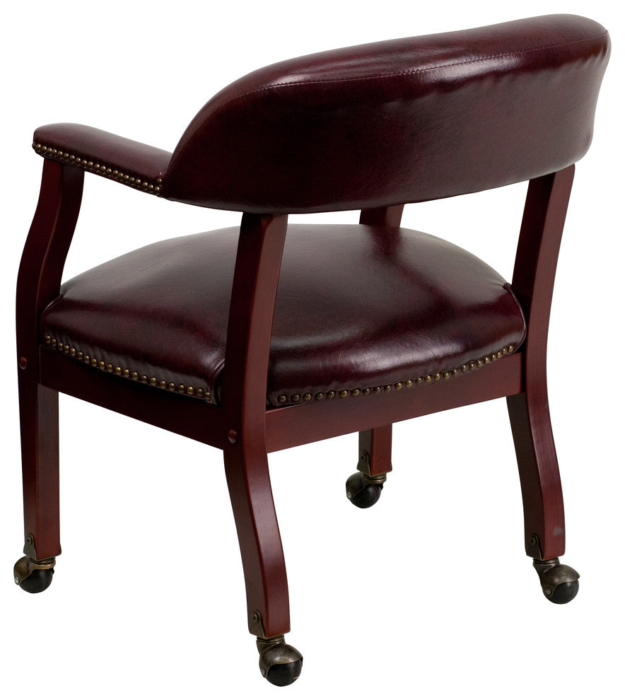 Vinyl Chair With Casters, Burgundy, 24"x25"x30"