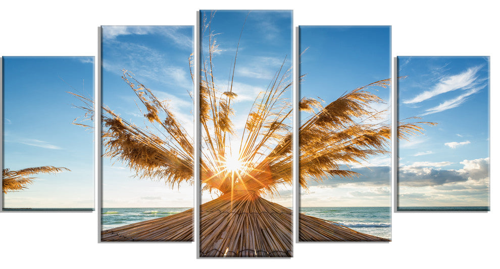 "Vivid Sunrise on Sandy Beach" Canvas Print, 5 Panels