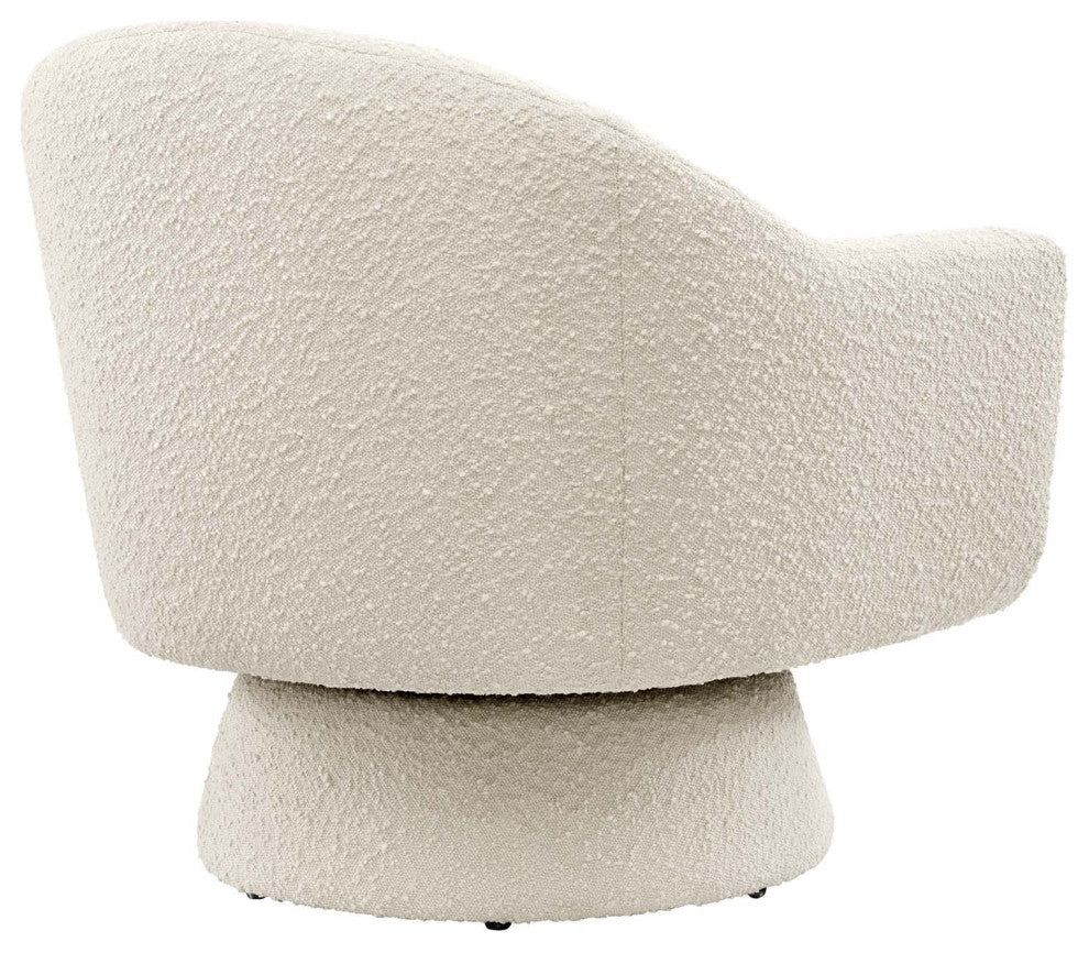 Astral Boucle Fabric Boucle Fabric Swivel Chair, Ivory