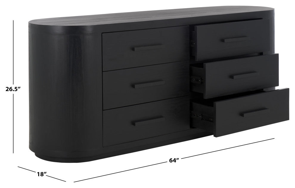 Safavieh Couture Lauryn Wood Oval Dresser, Black