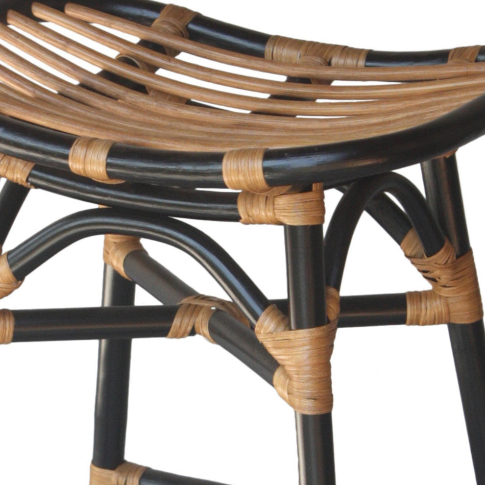 Damara Rattan Counter Stool, Black