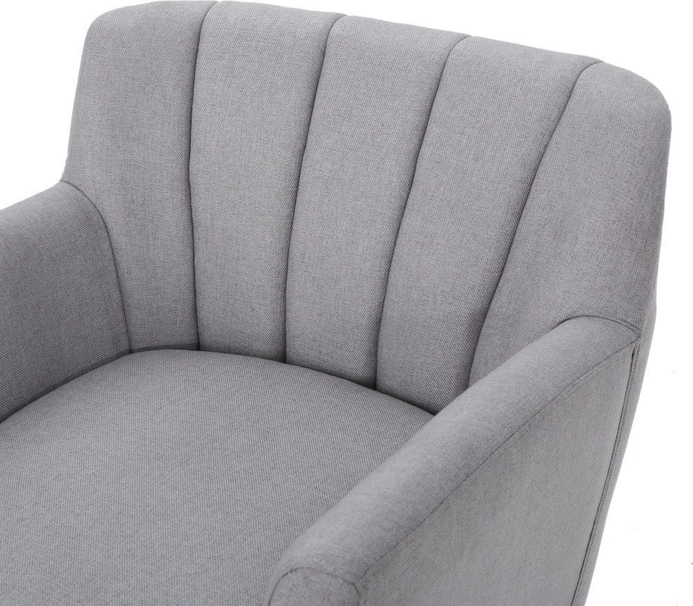 GDF Studio Madelyn Mid Century Modern Fabric Club Chair, Light Gray