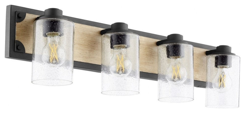 Quorum 5143-4-69 Four Light Vanity, Black w Driftwood finish Finish