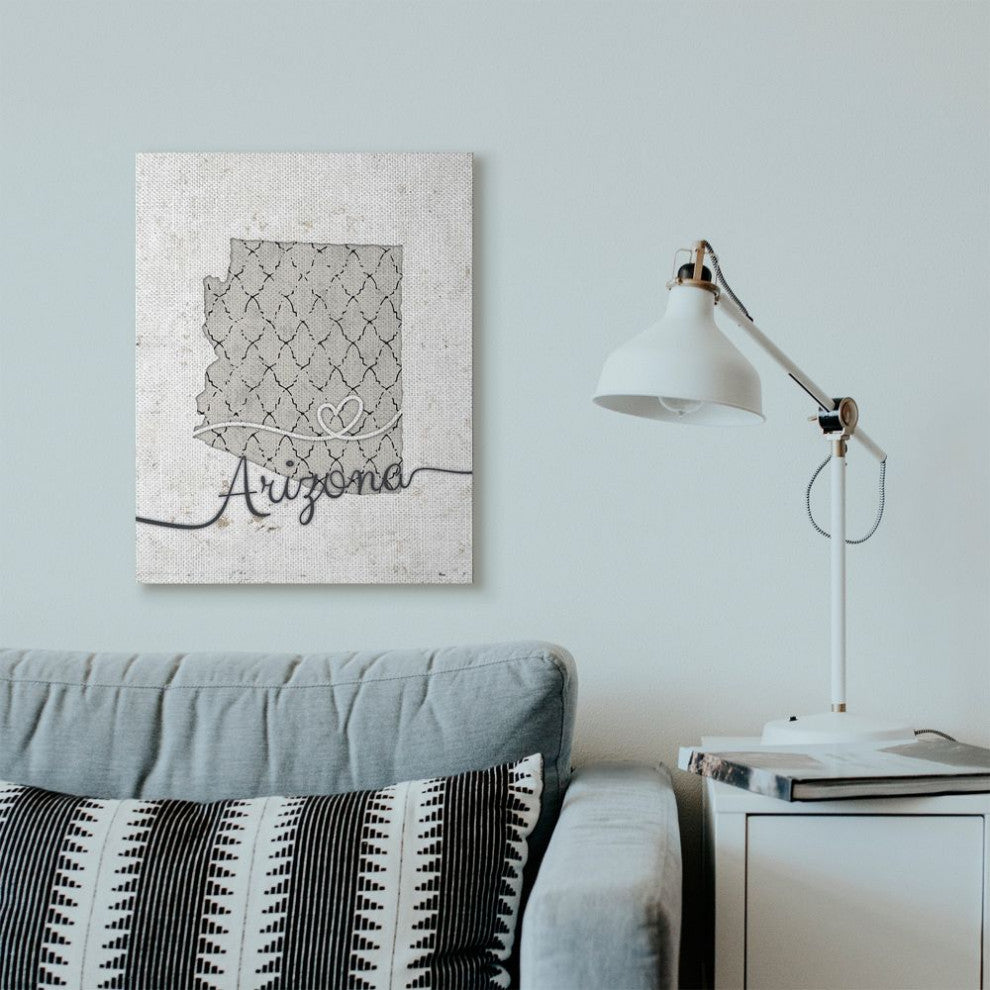 Stupell Industries Arizona Patterned Grey US State Design, 24 x 30