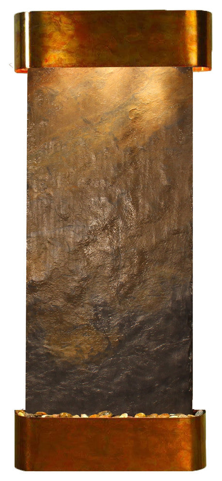 Inspiration Falls Water Fountain, Multi-Color Slate, Rustic Copper, Round
