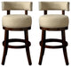 Set of 2 Fabric and Solid Wood 24" Bar Stool, Dark Oak, Beige