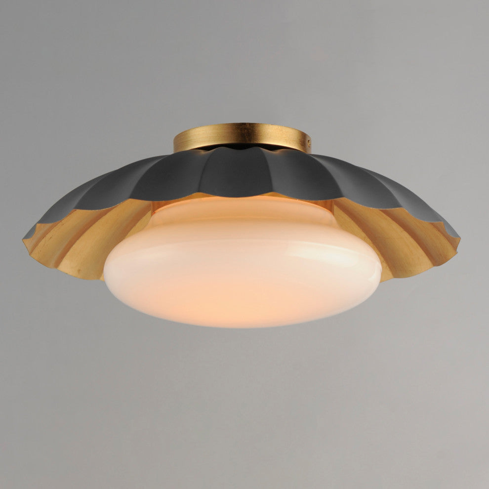 Maxim 18059 Primrose 16"W Flush Mount Ceiling Fixture - Matte White / Gold Leaf