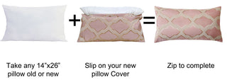 Safi Jacquard Lumbar 2 Pieces Pillow Shell Set, Rose, 14"x26"