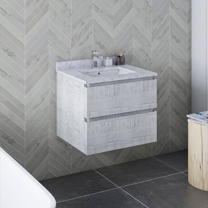 Fresca Formosa Modern 23" Rustic White Wall Hung Bathroom Cabinet