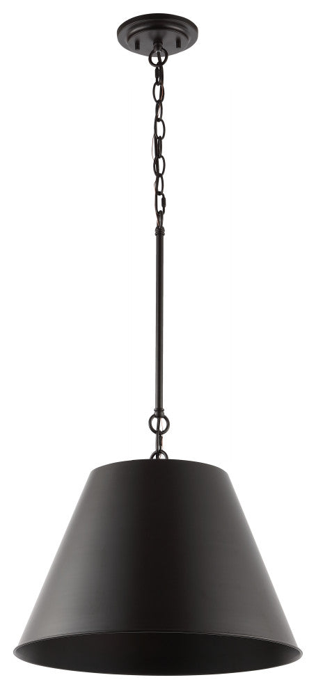 Harper Industrial Farmhouse Iron LED Pendant, Oil Rubbed Bronze, 17.88"
