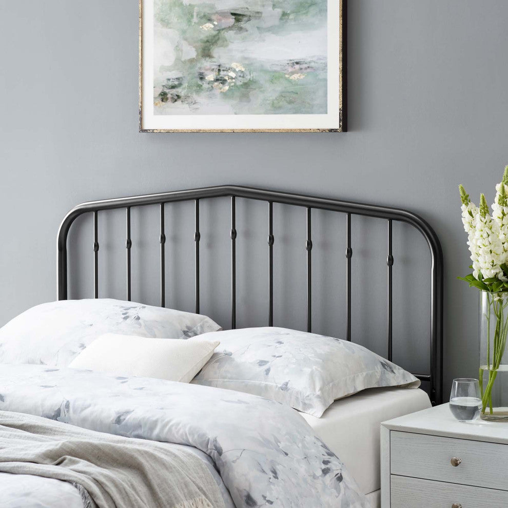 Headboard, Queen Size, Metal, Black, Modern Farmhouse, Bedroom Master Suite