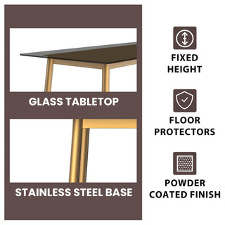 Zayle Dining Table with Rectangular Tabletop in Steel, Clear, 71" Wide