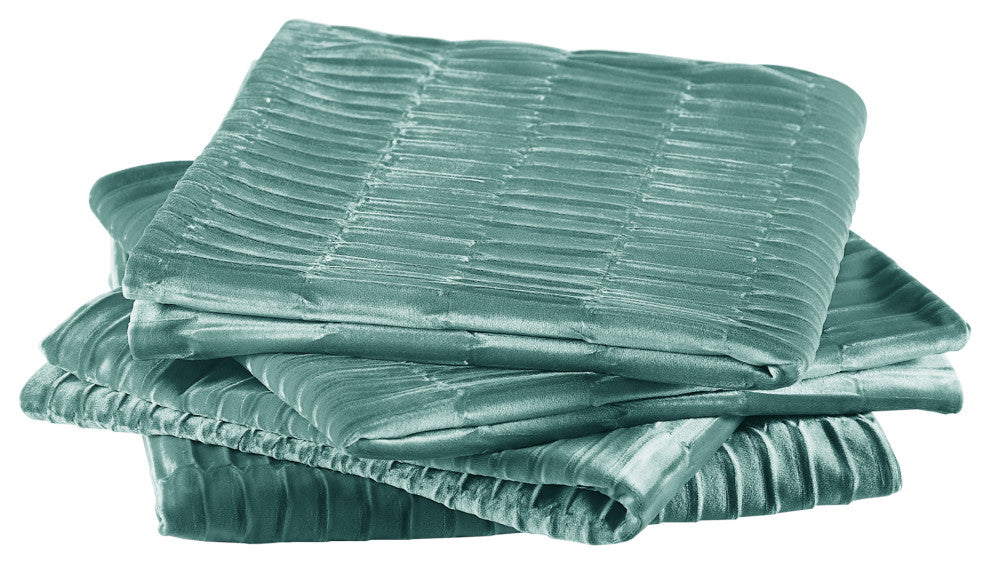 Pleated Velvet Pillow Cover 4 Piece Set, North Sea, 20" X 20"