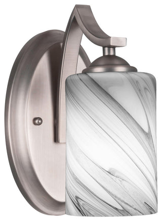 Zilo Wall Sconce Shown, Graphite Finish With 4" Onyx Swirl Glass
