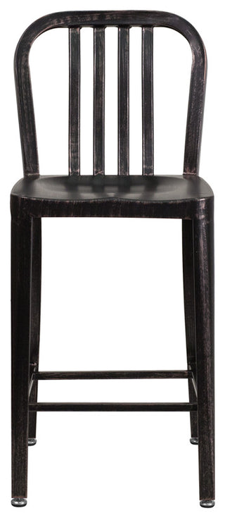 24"High Black-Antique Gold Metal Indoor-Outdoor Counter Height Stool, Back