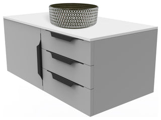 Wildsee Floating Vanity Set With Tempered Clear Glass Sink, Silver, 36", Gray