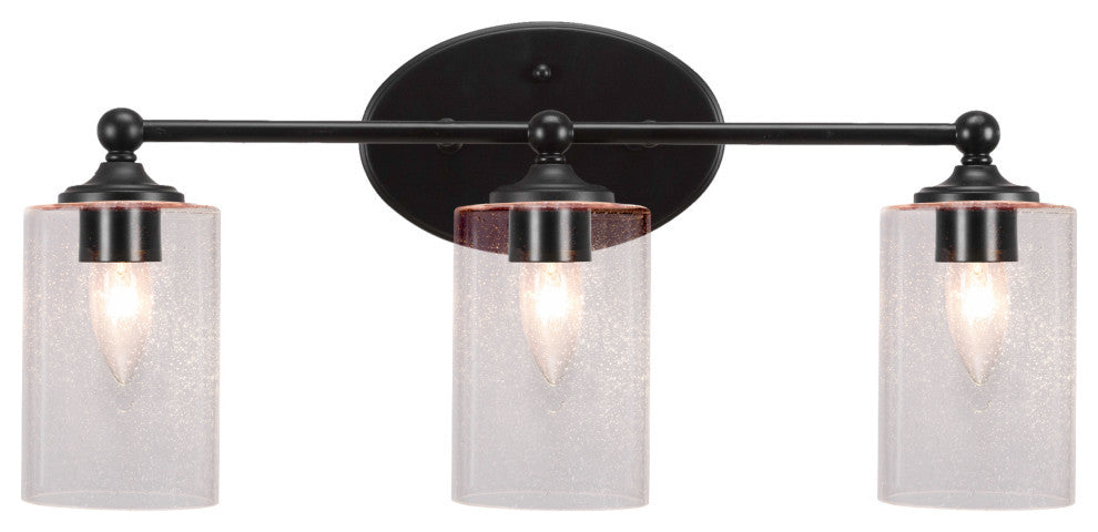Capri 3-Light Bath Bar, Matte Black/Clear Bubble