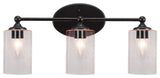Capri 3-Light Bath Bar, Matte Black/Clear Bubble