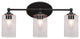 Capri 3-Light Bath Bar, Matte Black/Clear Bubble