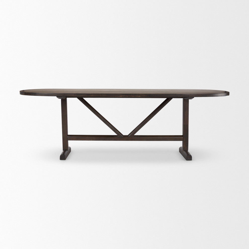Viktor 94"L Dark Brown Solid Wood Dining Table