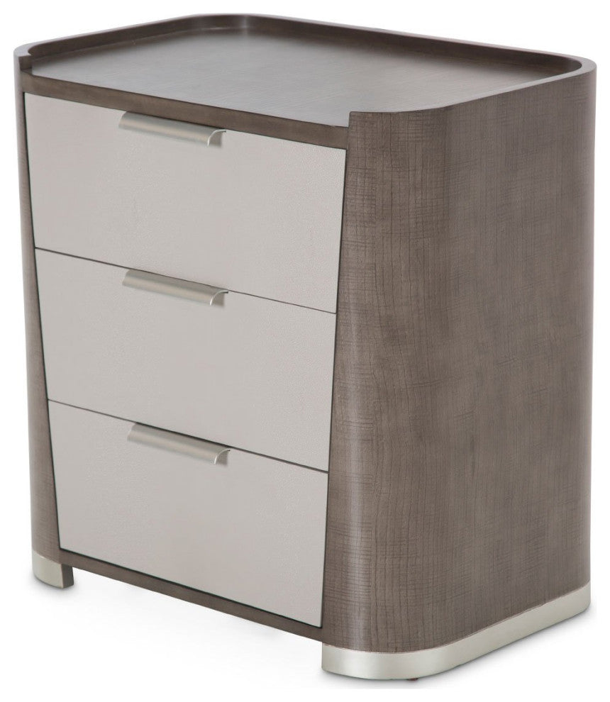 Aico Roxbury Park 5 PC Queen Multi-Panel Platform Bed Set in Slate w 2 NTD