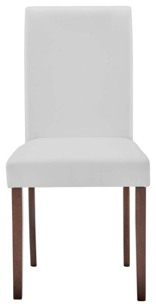 Side Dining Chair, Set of 2, Faux Leather, Wood, White, Cafe Bistro Restaurant