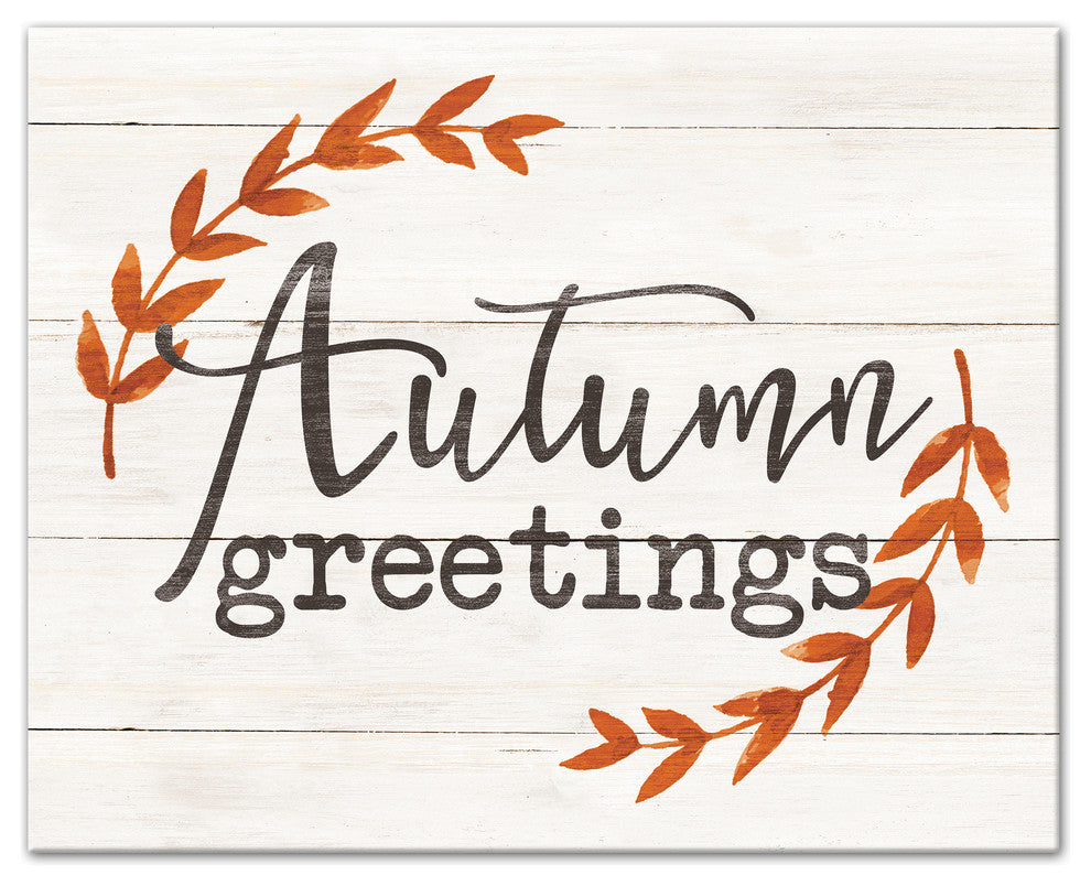 Autumn Greetings White Print on Canvas