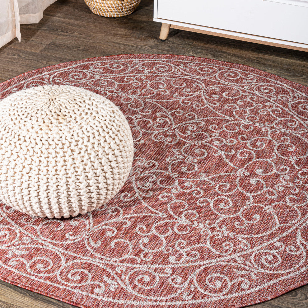 Charleston Vintage Filigree Textured Weave Indoor/Outdoor Area Rug