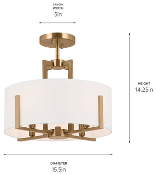 Malen 4 Light Semi Flush Light, Champagne Bronze