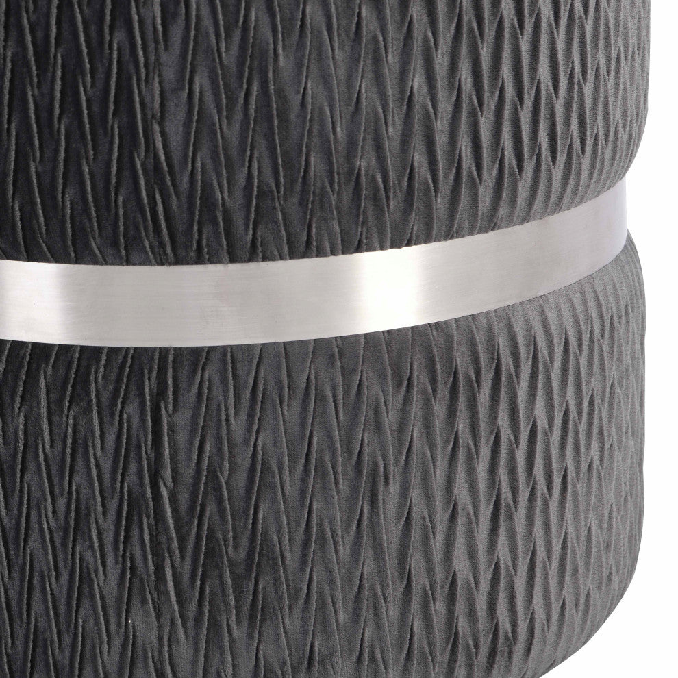 Techni Mobili Storage Ottoman, Gray/Silver