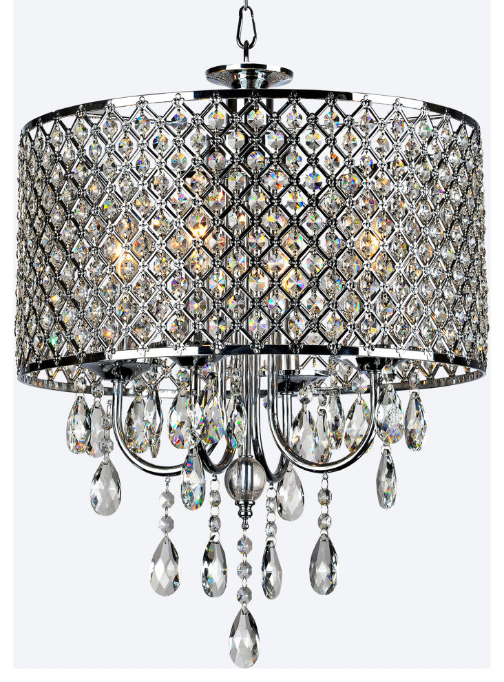 Alice Chrome Finish 4-light Round Crystal Chandelier