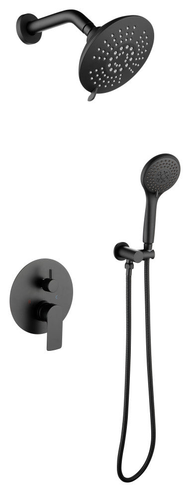 Pressure Balanced Shower Faucet with 3-Setting Handheld Shower, Matte Black